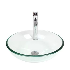 Circular Vessel Bathroom Sink with Faucet